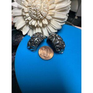 Sterling Siilver Carved Clip-on Earrings 19 grams